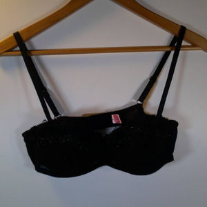 Black Fur/Sparkle Lace Bra